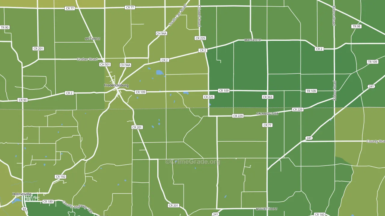 44627, OH Map of Vehicle Theft Rates