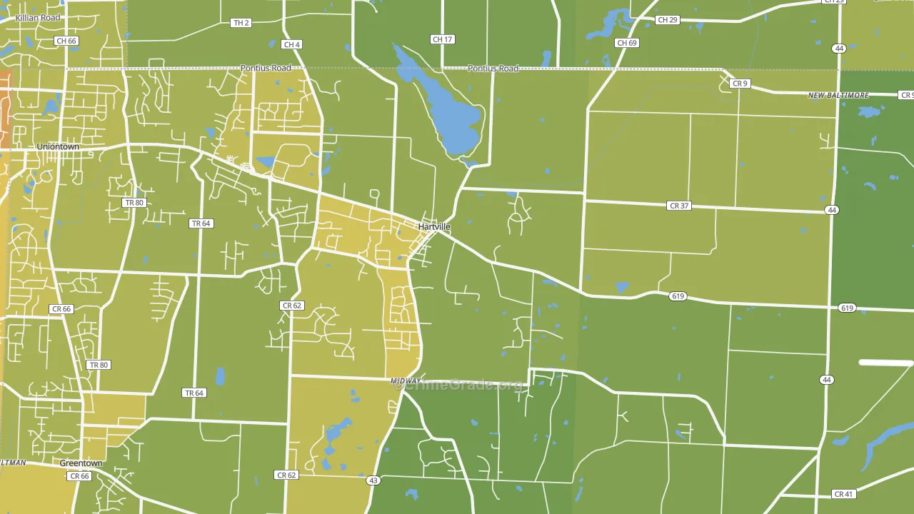 44632, OH Map of Vehicle Theft Rates