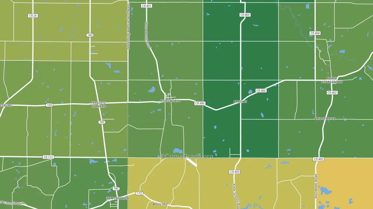 44634, OH Map of Vehicle Theft Rates