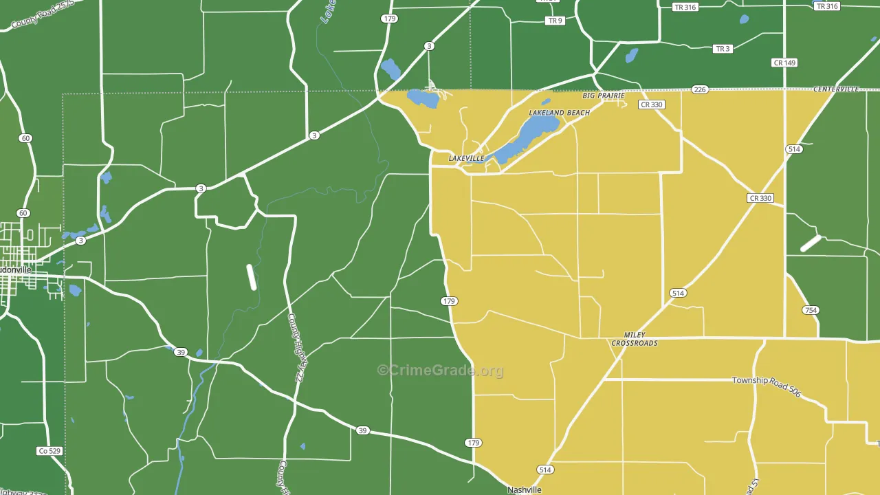 44638, OH Map of Vehicle Theft Rates