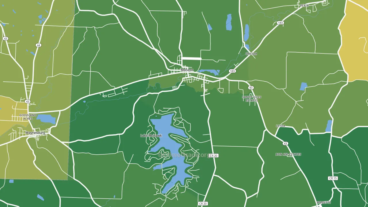 44644, OH Map of Vehicle Theft Rates