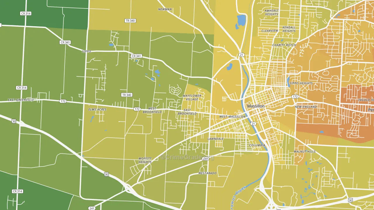 44647, OH Map of Vehicle Theft Rates