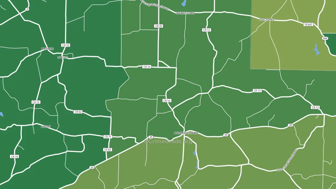 44651, OH Map of Vehicle Theft Rates