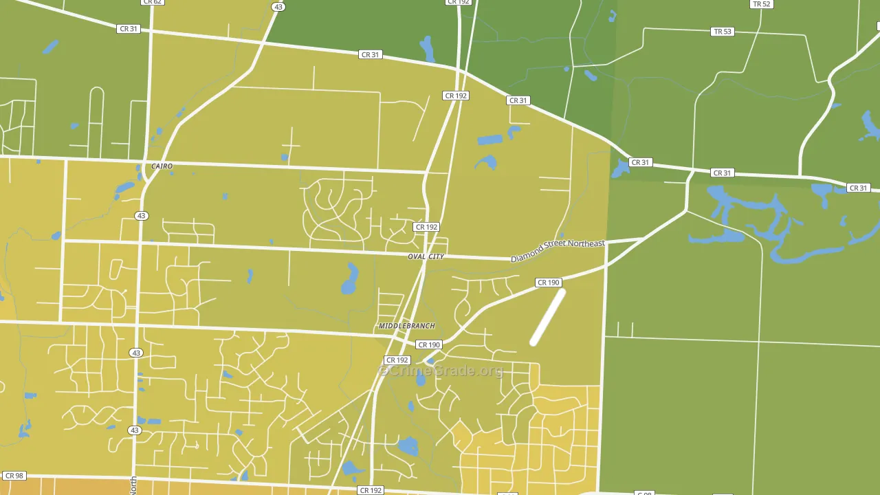 44652, OH Map of Vehicle Theft Rates