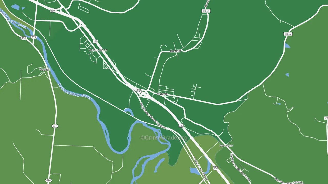 44653, OH Map of Vehicle Theft Rates
