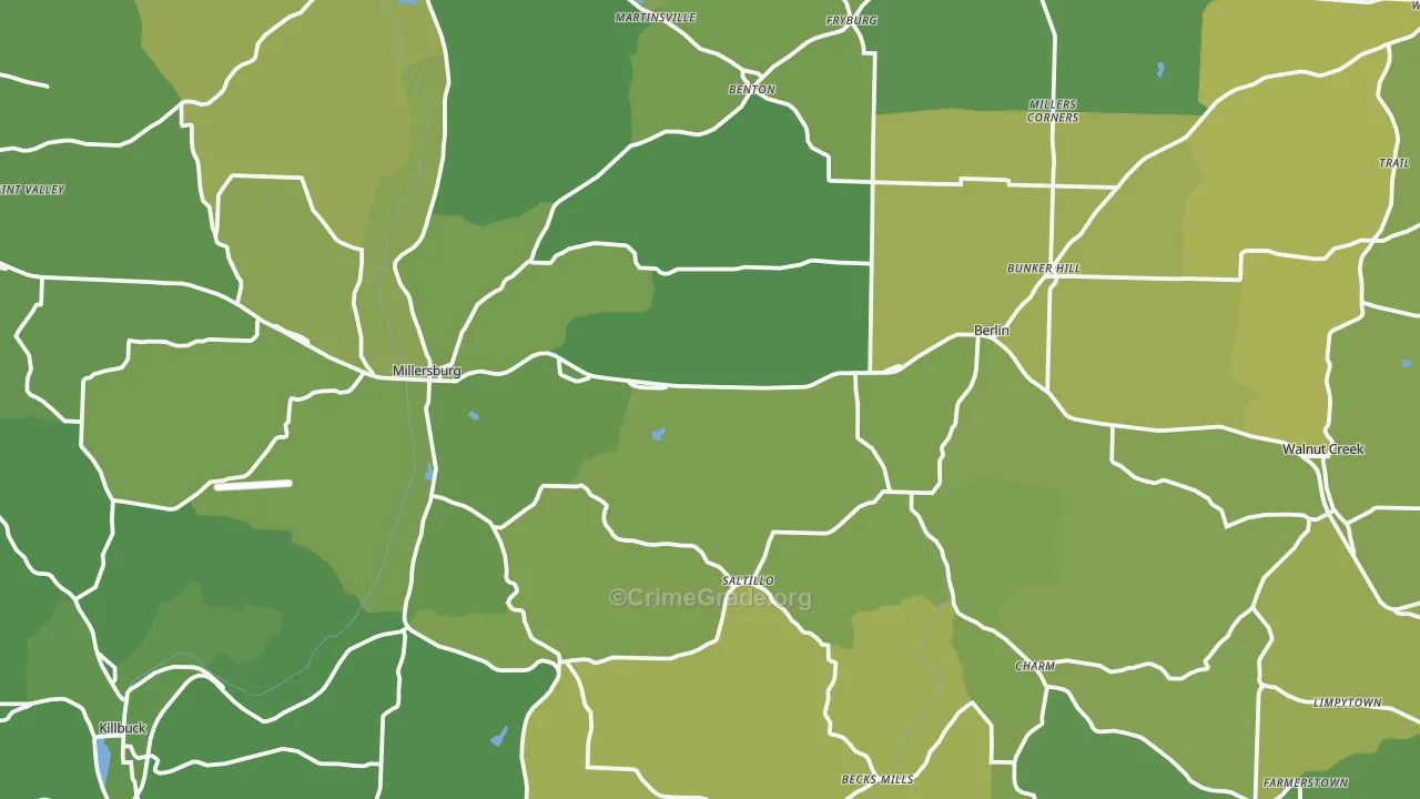44654, OH Map of Vehicle Theft Rates