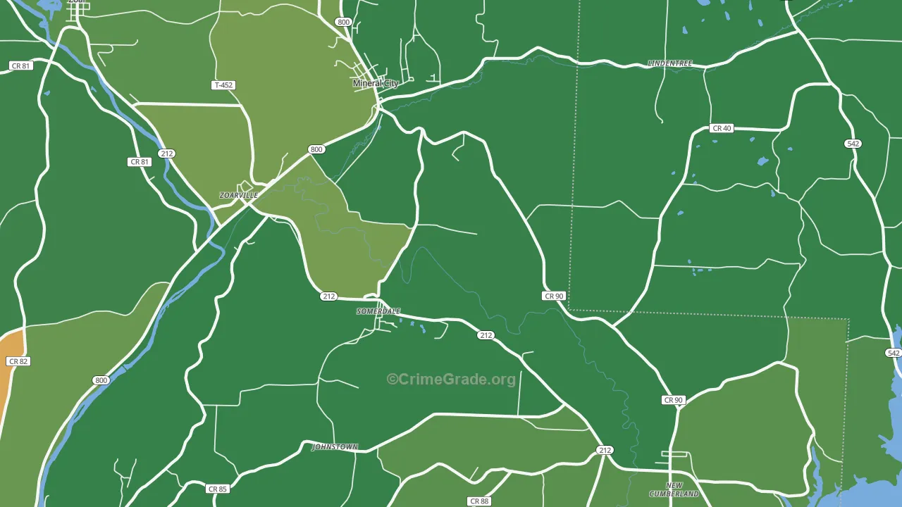 44656, OH Map of Vehicle Theft Rates