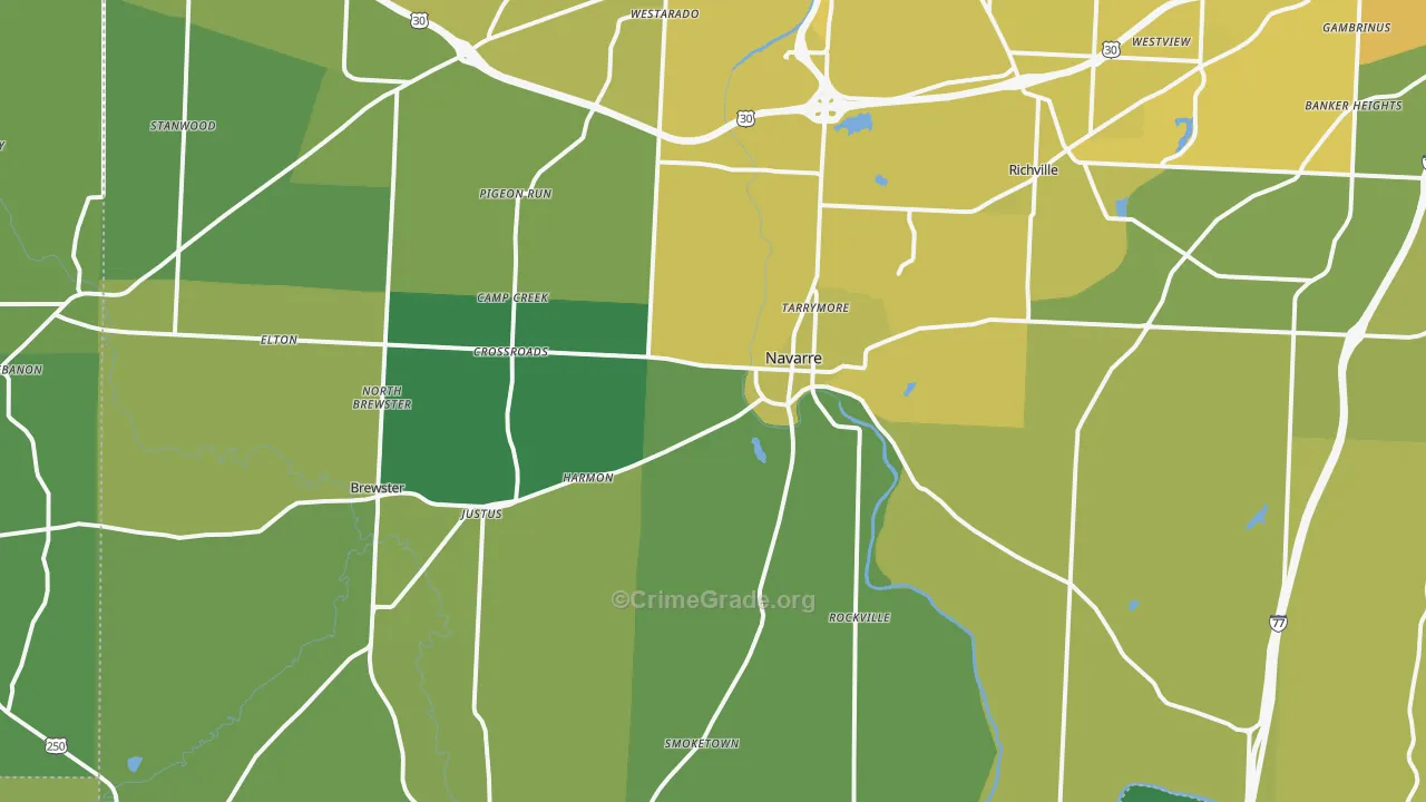 44662, OH Map of Vehicle Theft Rates