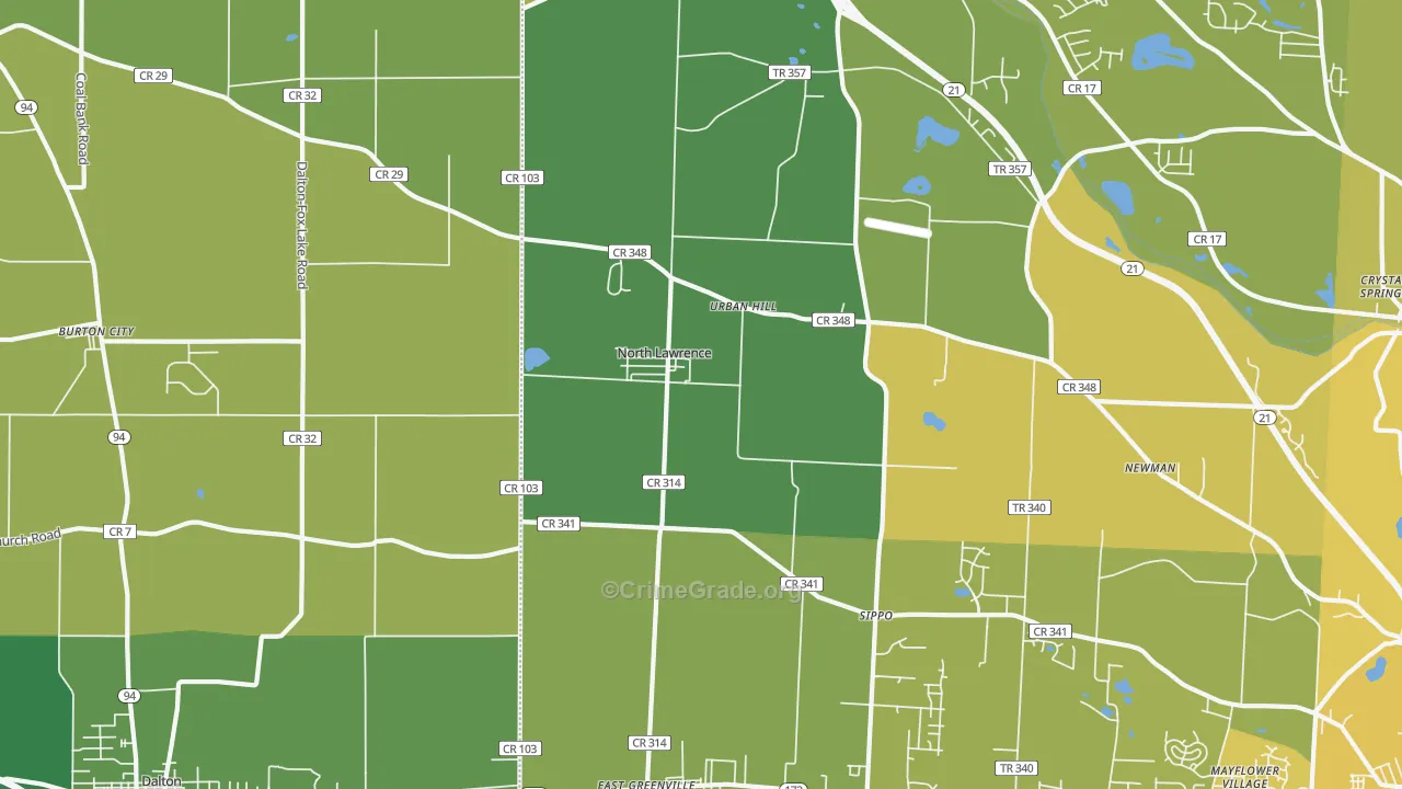 44666, OH Map of Vehicle Theft Rates