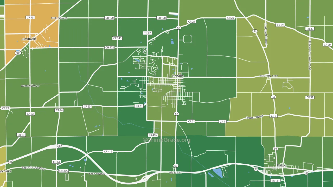 44667, OH Map of Vehicle Theft Rates