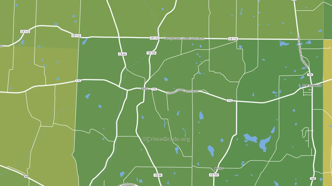 44669, OH Map of Vehicle Theft Rates