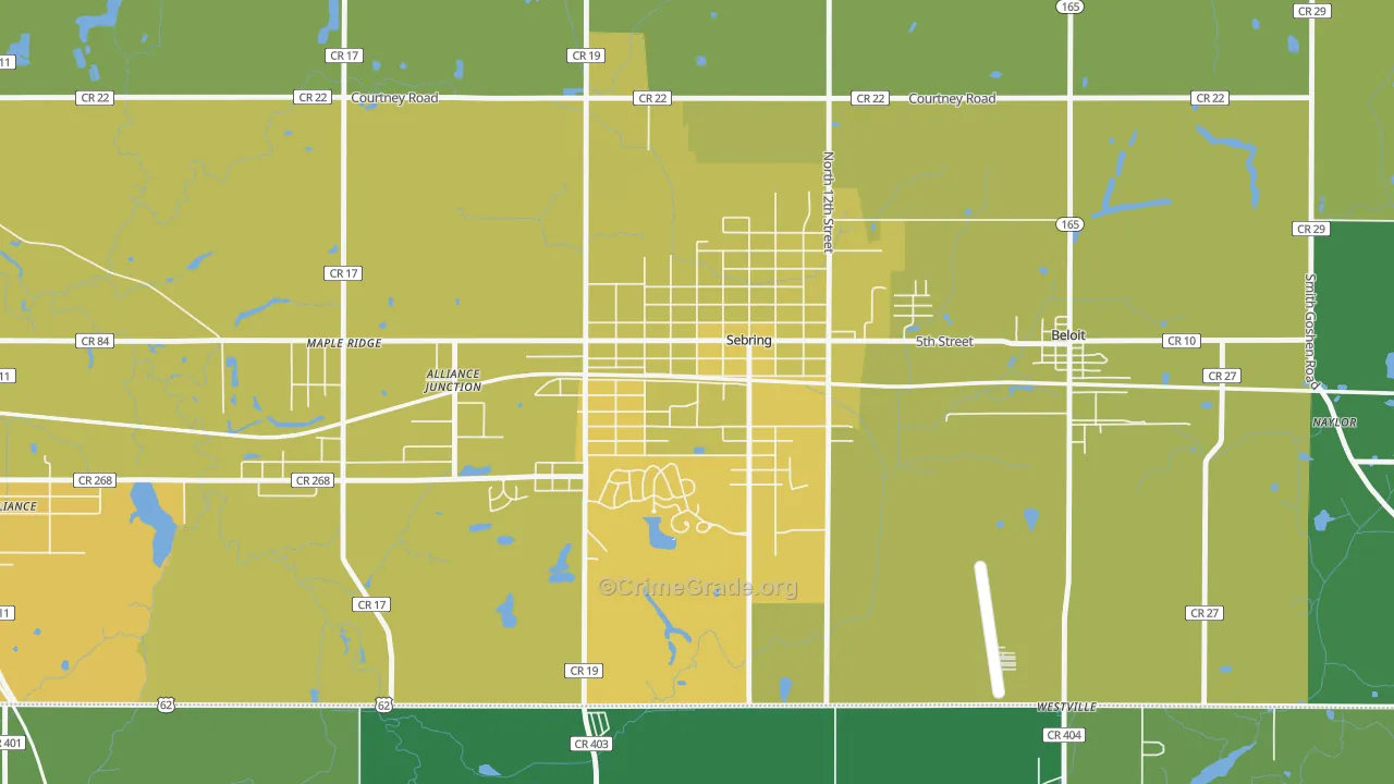 44672, OH Map of Vehicle Theft Rates