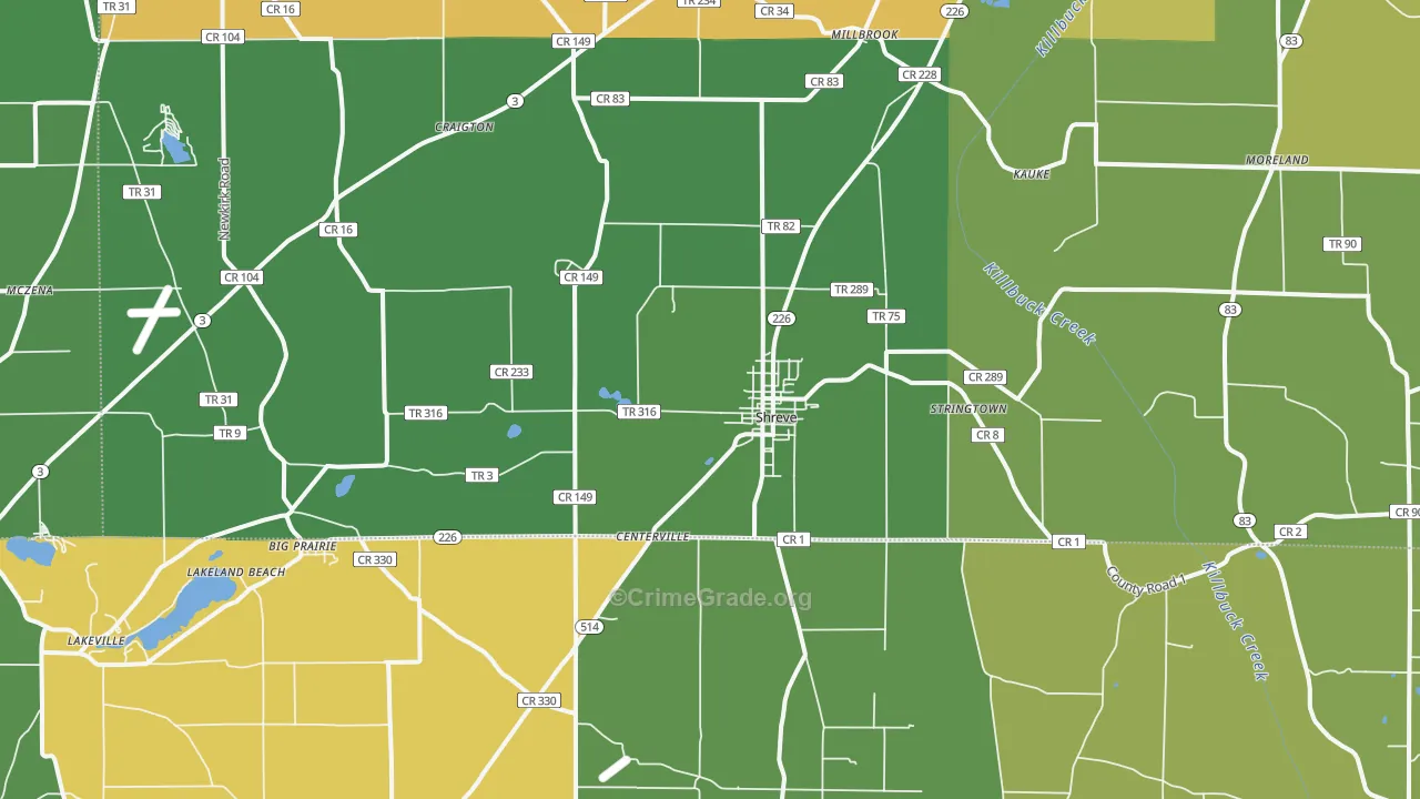 44676, OH Map of Vehicle Theft Rates