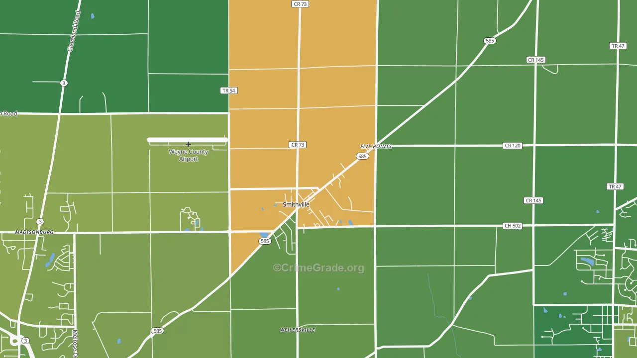 44677, OH Map of Vehicle Theft Rates