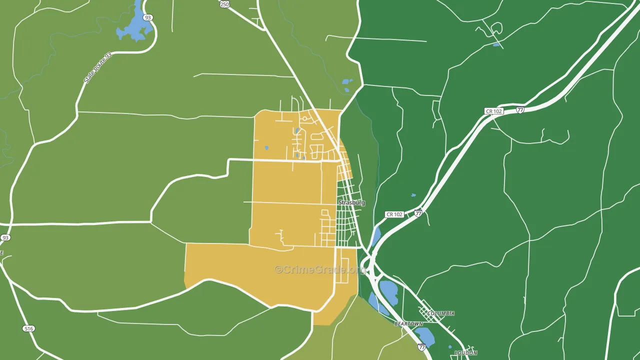 44680, OH Map of Vehicle Theft Rates