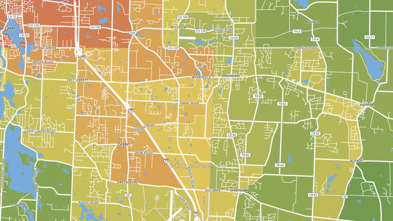 44685, OH Map of Vehicle Theft Rates