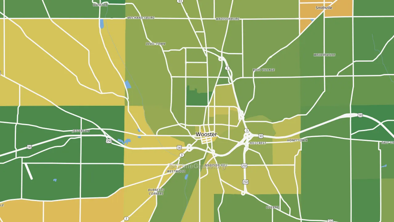 44691, OH Map of Vehicle Theft Rates