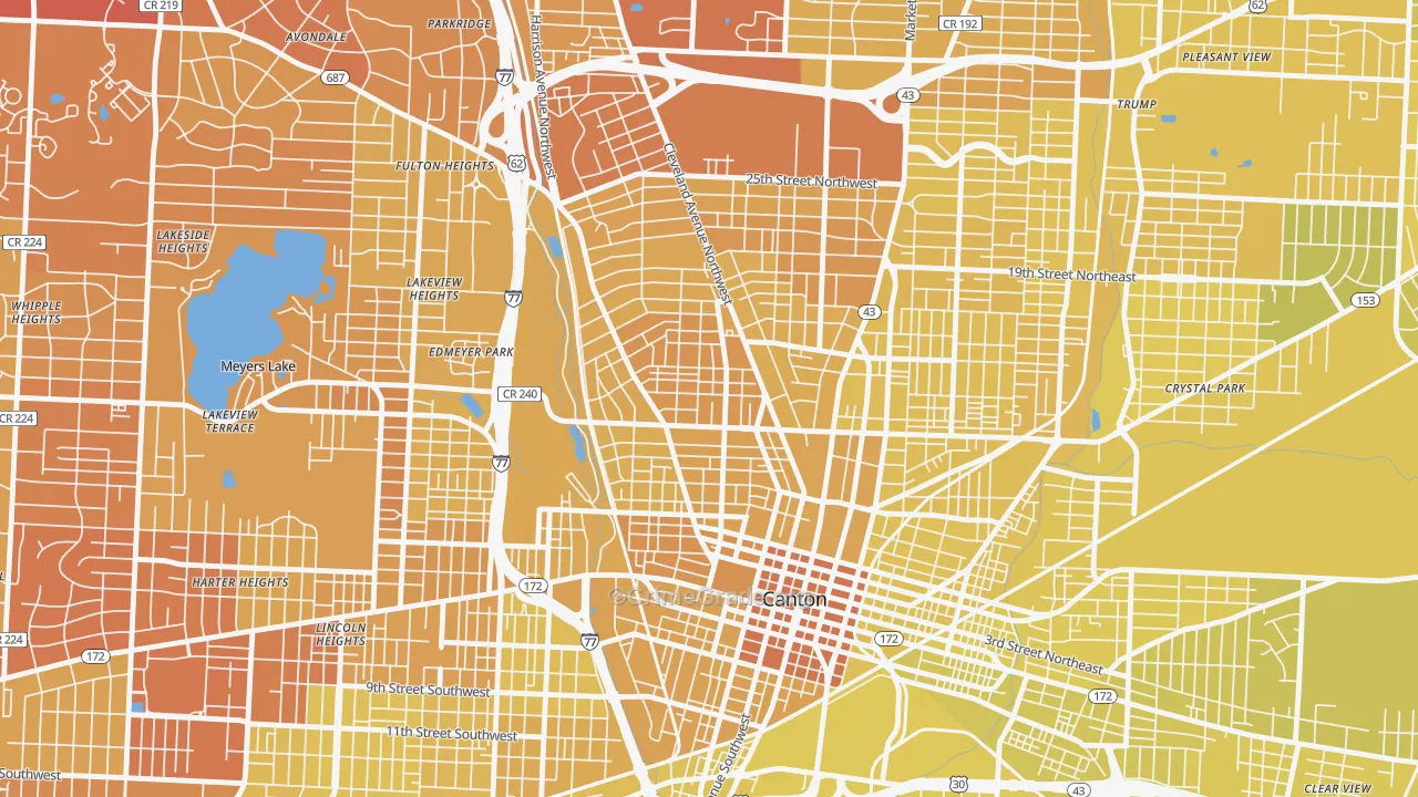 44703, OH Map of Vehicle Theft Rates