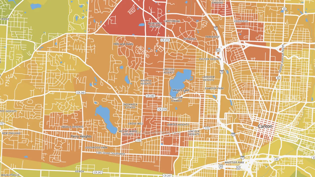 44708, OH Map of Vehicle Theft Rates