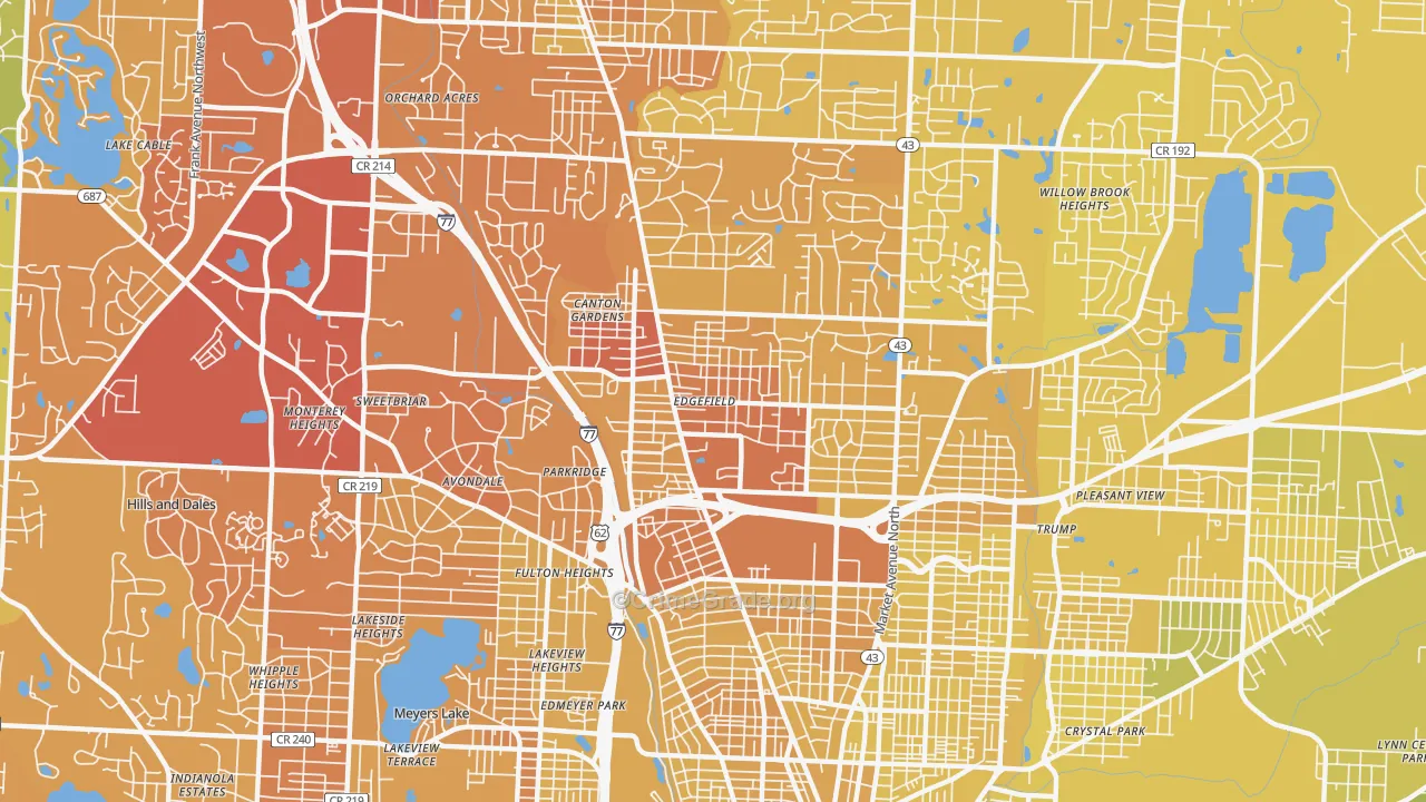 44709, OH Map of Vehicle Theft Rates
