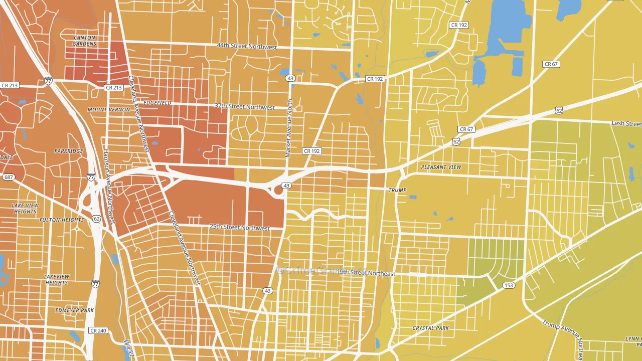 44714, OH Map of Vehicle Theft Rates