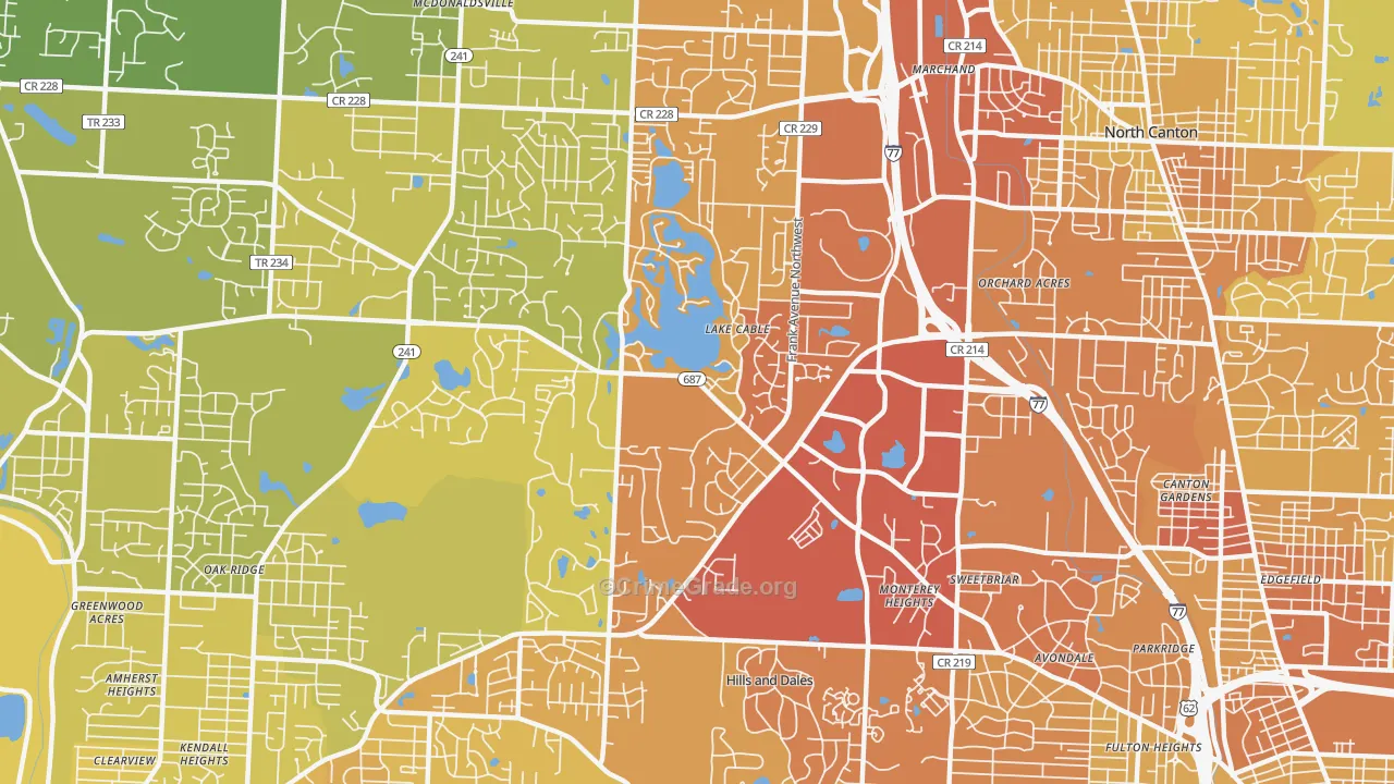44718, OH Map of Vehicle Theft Rates
