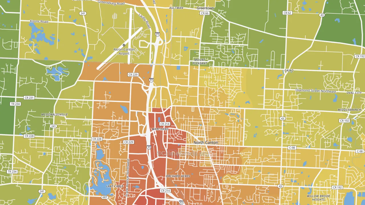 44720, OH Map of Vehicle Theft Rates