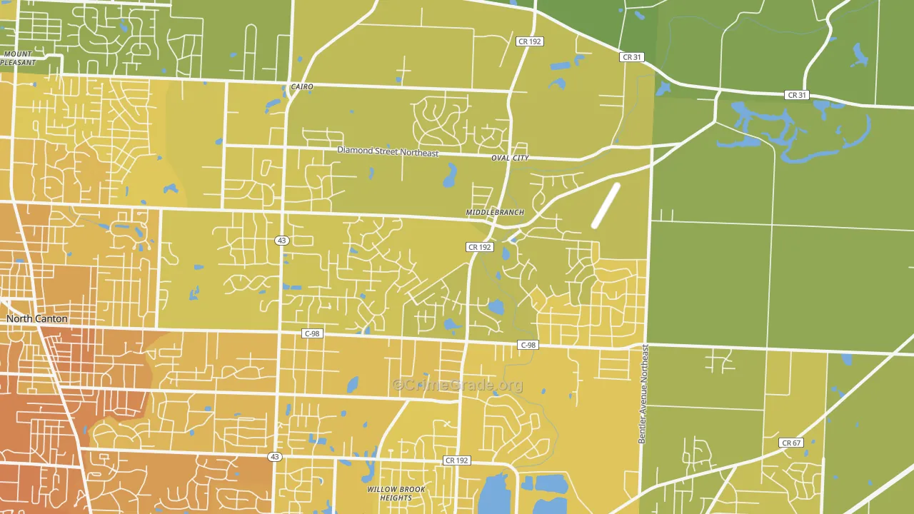 44721, OH Map of Vehicle Theft Rates
