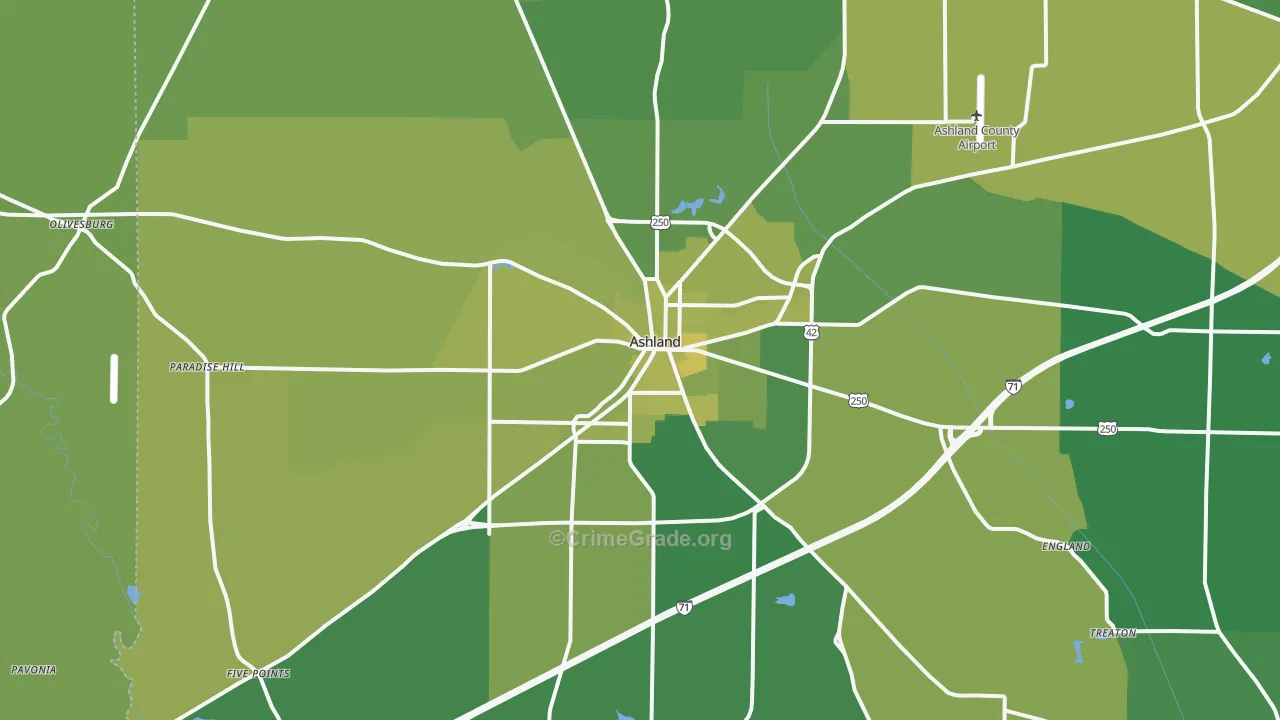 44805, OH Map of Vehicle Theft Rates