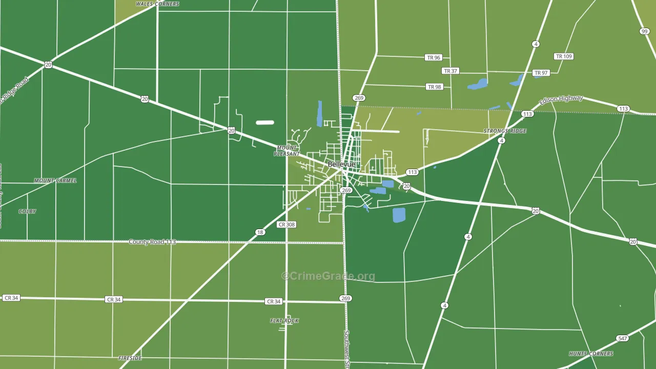 44811, OH Map of Vehicle Theft Rates