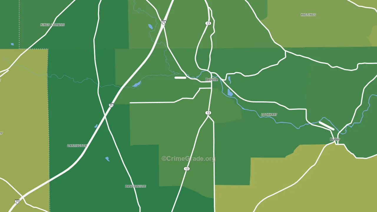 44813, OH Map of Vehicle Theft Rates