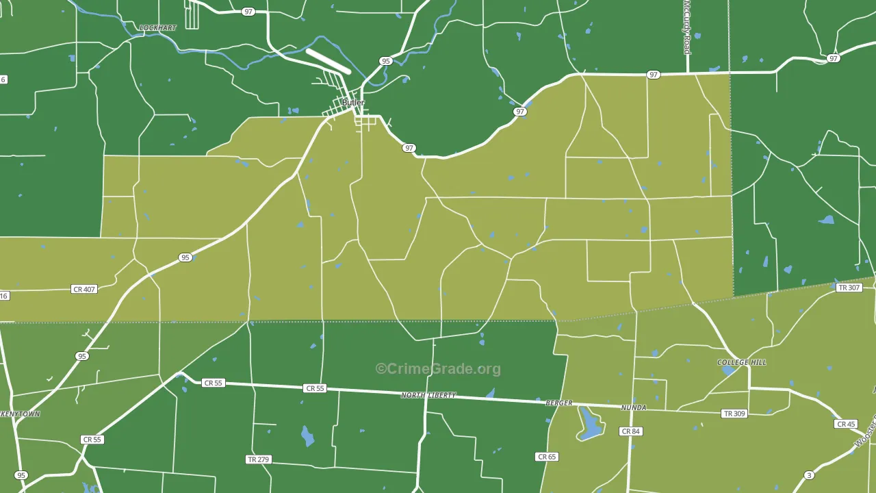 44822, OH Map of Vehicle Theft Rates