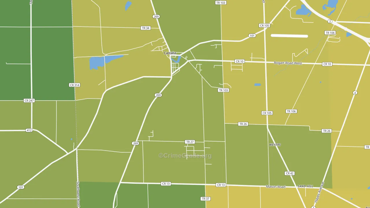 44824, OH Map of Vehicle Theft Rates