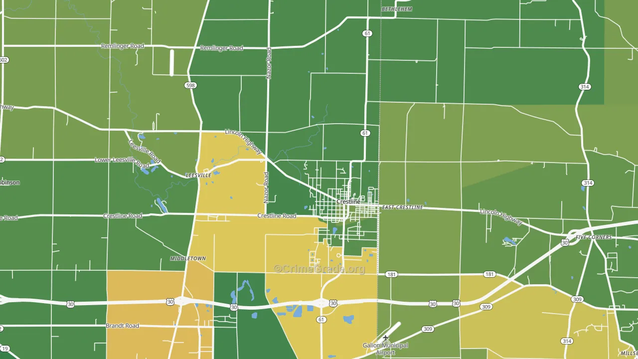 44827, OH Map of Vehicle Theft Rates