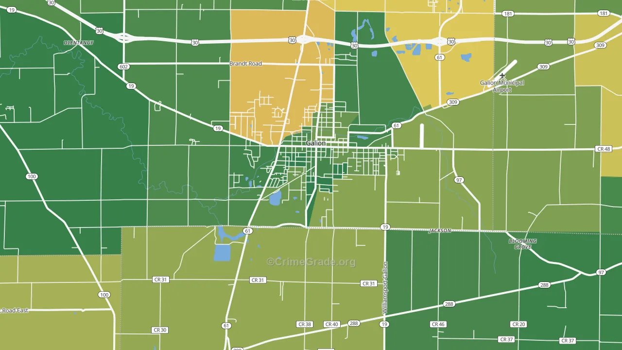 44833, OH Map of Vehicle Theft Rates