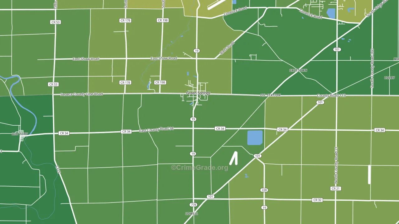 44836, OH Map of Vehicle Theft Rates