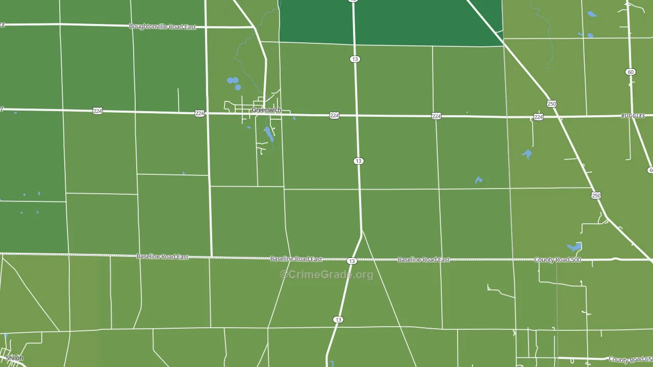 44837, OH Map of Vehicle Theft Rates