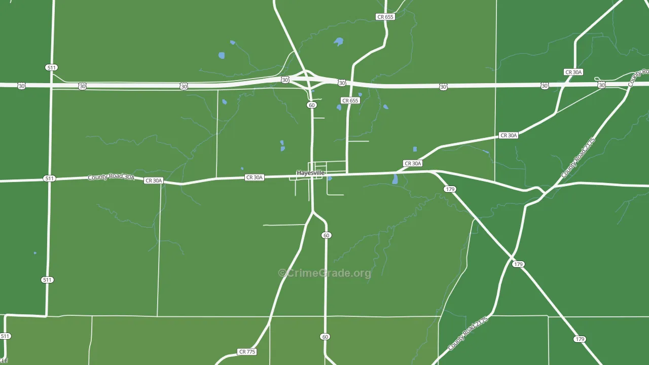 44838, OH Map of Vehicle Theft Rates