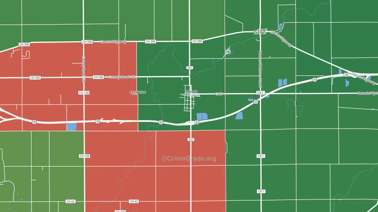 44849, OH Map of Vehicle Theft Rates