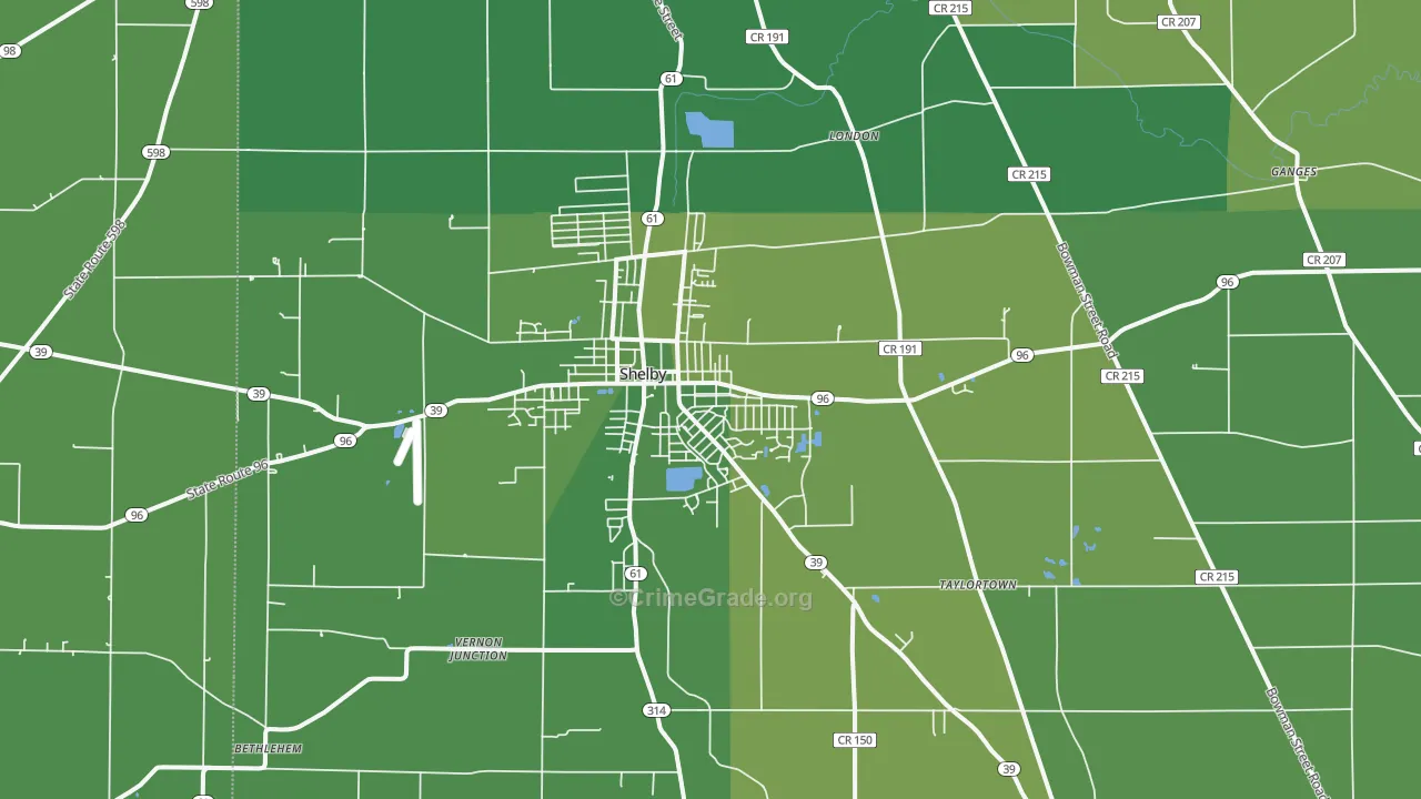44875, OH Map of Vehicle Theft Rates