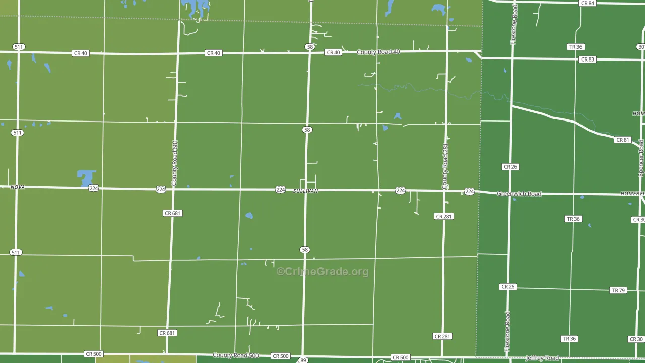 44880, OH Map of Vehicle Theft Rates