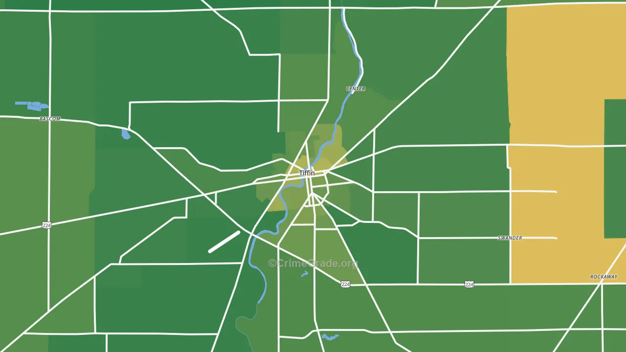44883, OH Map of Vehicle Theft Rates