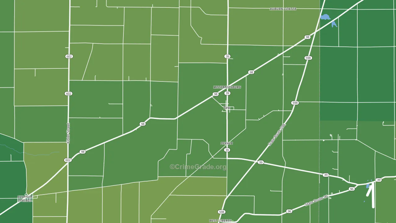 44887, OH Map of Vehicle Theft Rates