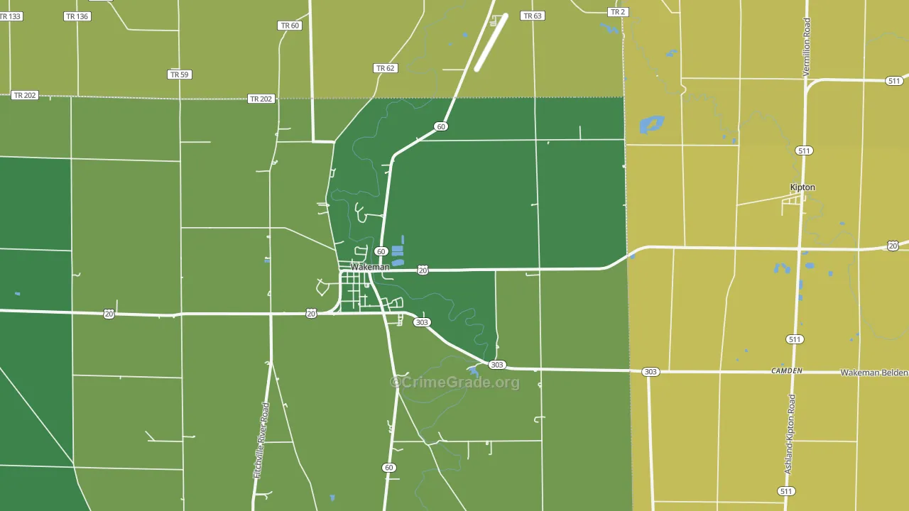 44889, OH Map of Vehicle Theft Rates