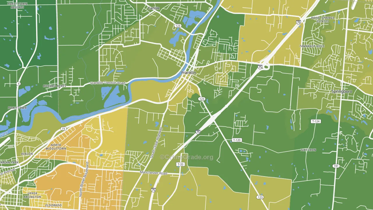 45005, OH Map of Vehicle Theft Rates