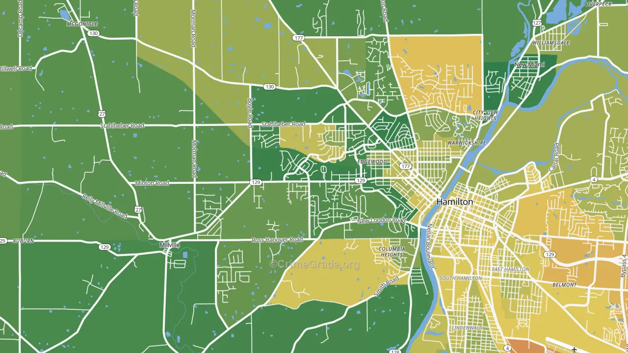 45013, OH Map of Vehicle Theft Rates