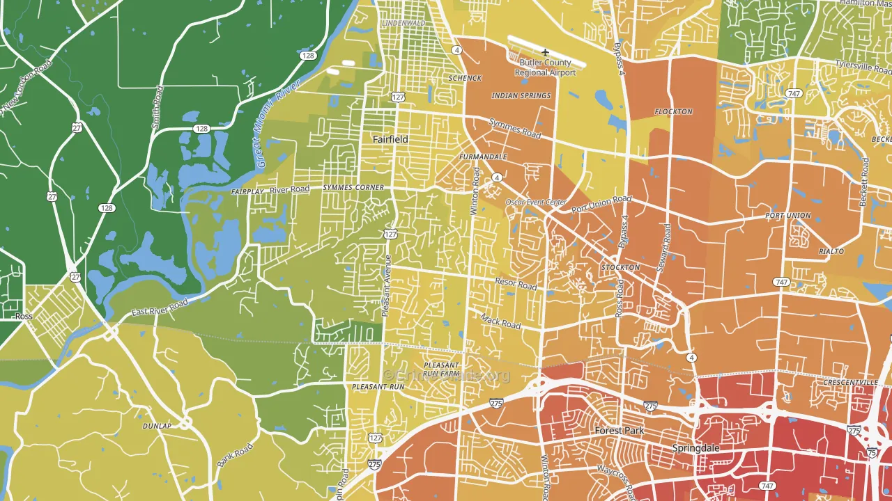 45014, OH Map of Vehicle Theft Rates
