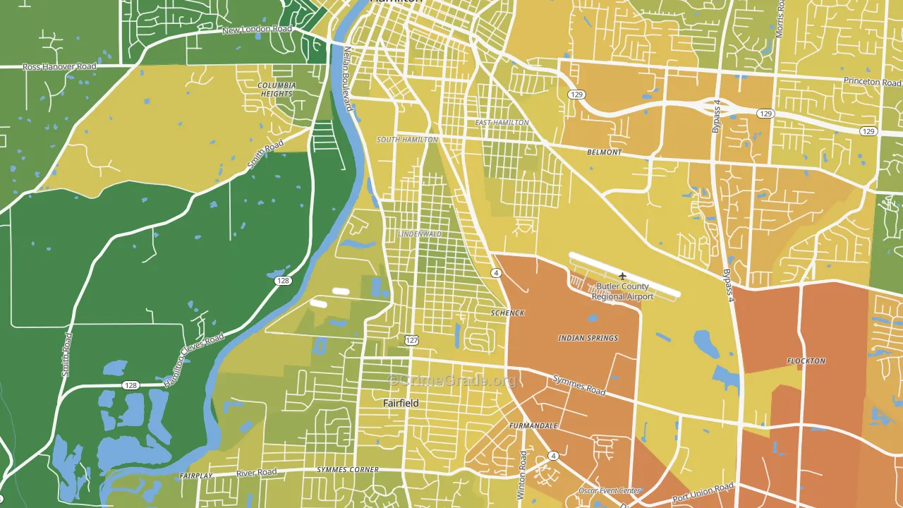 45015, OH Map of Vehicle Theft Rates