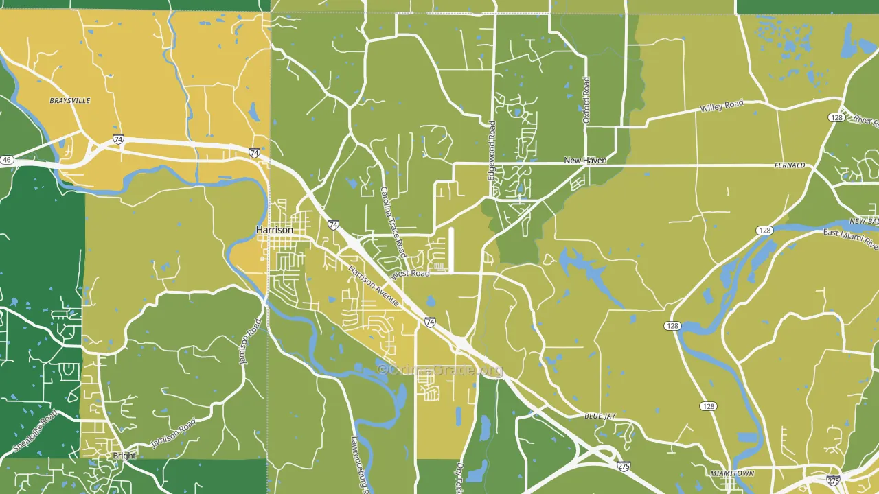 45030, OH Map of Vehicle Theft Rates