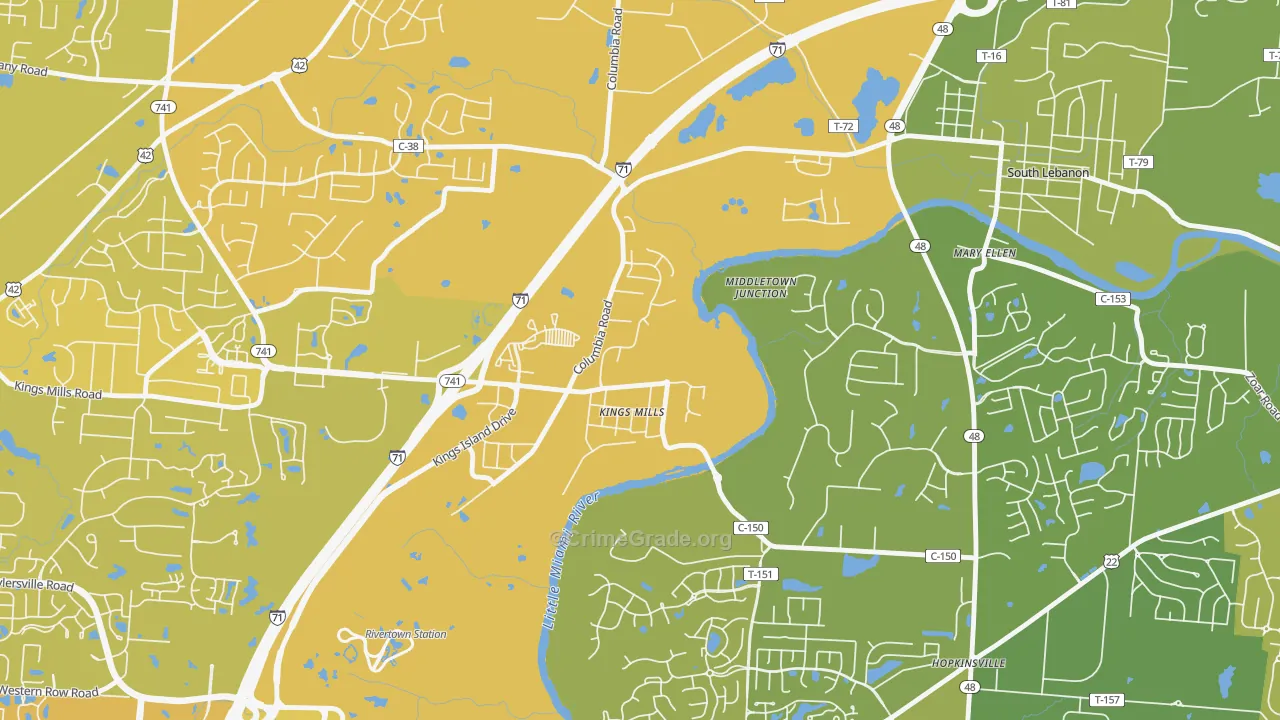 45034, OH Map of Vehicle Theft Rates